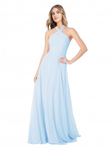 Long Light Sky Blue Sleeveless A-Line Bridesmaid Dress / Evening Gowns Birmingham