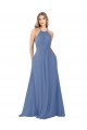 Long Windsor Blue Sleeveless A-Line Keyhole Back Front Slit Bridesmaid Dress Birmingham