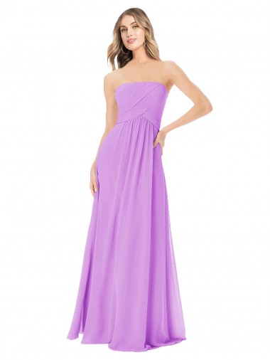 Long Violet Sleeveless A-Line Soft Chiffon Bridesmaid Dress Birmingham