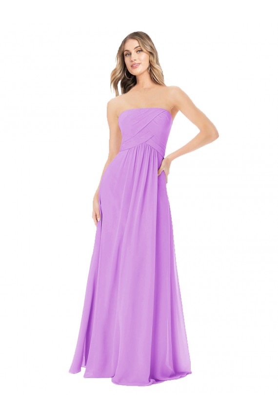 Long Violet Sleeveless A-Line Soft Chiffon Bridesmaid Dress Birmingham