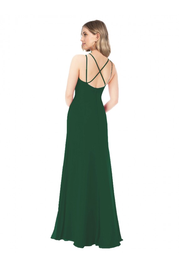 Long Dark Green Sleeveless A-Line Soft Chiffon Bridesmaid Dress Birmingham