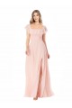 Long Pink Cap Sleeves A-Line Formal Dress / Bridesmaid Dress Birmingham