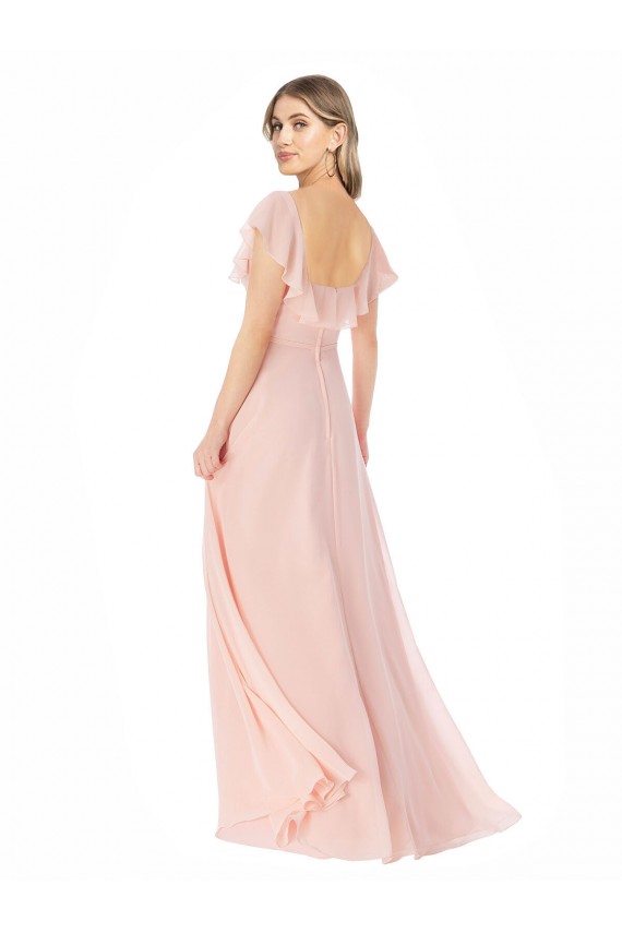 Long Pink Cap Sleeves A-Line Formal Dress / Bridesmaid Dress Birmingham