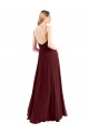 Long Floor Length Burgundy Gold Sleeveless A-Line Low Back Bridesmaid Dress Birmingham