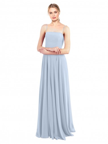 Long Light Sky Blue Sleeveless A-Line Low Back Bridesmaid Dress Birmingham