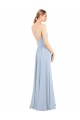 Long Light Sky Blue Sleeveless A-Line Low Back Bridesmaid Dress Birmingham