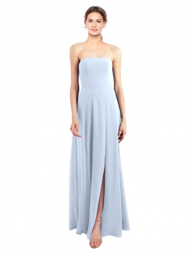 Long Light Sky Blue Sleeveless A-Line Front Slit Bridesmaid Dress Birmingham