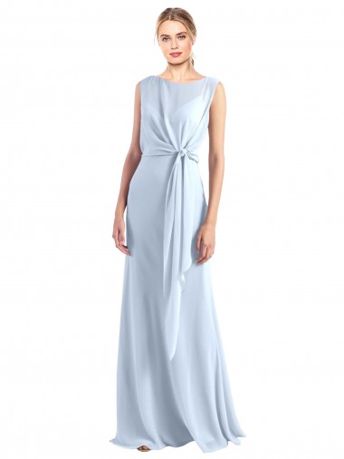 Long Light Sky Blue Sleeveless A-Line Keyhole Back Bridesmaid Dress / Evening Gowns Birmingham