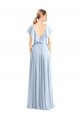 Long Royal Blue Flutter Sleeves A-Line V-Back Bridesmaid Dress Birmingham