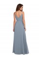 Long Dusty Blue Sleeveless A-Line V-Back Formal Dress / Bridesmaid Dress Birmingham