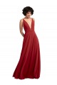 Long Red Sleeveless A-Line V-Back Lxue Chiffon Bridesmaid Dress Birmingham