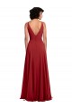 Long Red Sleeveless A-Line V-Back Lxue Chiffon Bridesmaid Dress Birmingham