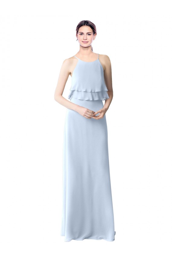 Long Light Sky Blue Sleeveless A-Line Bridesmaid Dresses Birmingham