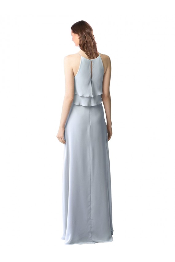 Long Light Sky Blue Sleeveless A-Line Bridesmaid Dresses Birmingham