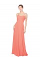 Long Coral Sleeveless A-Line Open Back Bridesmaid Dress Birmingham