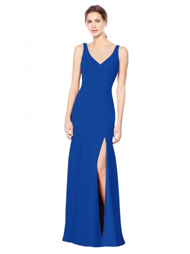 Long Royal Blue Sleeveless Sheath Low Back Bridesmaid Dress / Evening Dress Birmingham