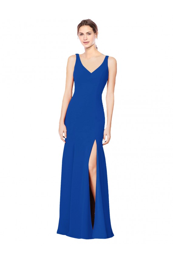 Long Royal Blue Sleeveless Sheath Low Back Bridesmaid Dress / Evening Dress Birmingham