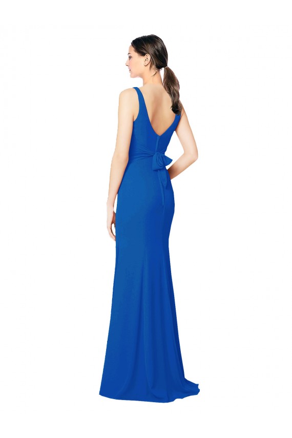 Long Royal Blue Sleeveless Sheath Low Back Bridesmaid Dress / Evening Dress Birmingham