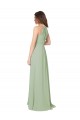Long Smoke Green Sleeveless A-Line Keyhole Back Bridesmaid Dress Birmingham