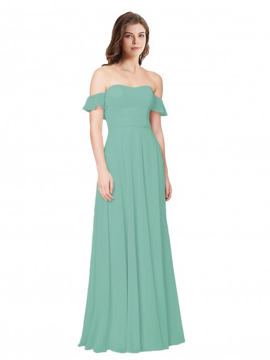 Long Jade Flounce Sleeves A-Line Open Back Bridesmaid Dress Birmingham