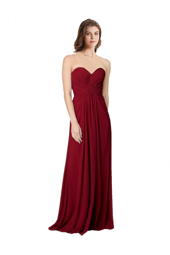 Long Floor Length Burgundy Sleeveless A-Line Open Back Bridesmaid Dress Birmingham