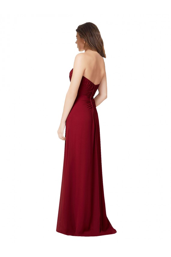 Long Floor Length Burgundy Sleeveless A-Line Open Back Bridesmaid Dress Birmingham