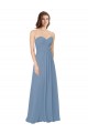 Long Dusty Blue Sleeveless A-Line Low Back Bridesmaid Dress / Evening Gowns Birmingham