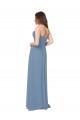 Long Dusty Blue Sleeveless A-Line Low Back Bridesmaid Dress / Evening Gowns Birmingham