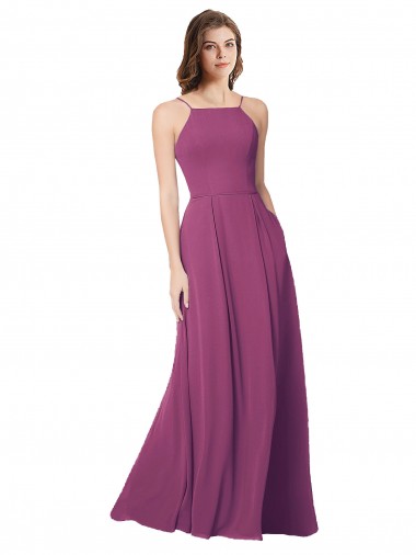 Long Wild Berry Sleeveless A-Line Open Back Bridesmaid Dress Birmingham