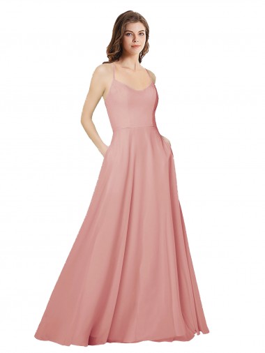 Long Bliss Pink Sleeveless A-Line Open Back Bridesmaid Dress Birmingham