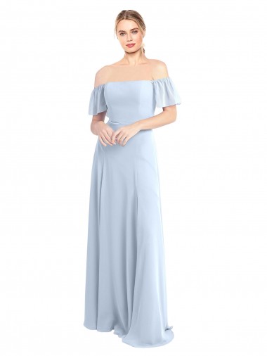 Long Light Sky Blue Flutter Sleeves A-Line V-Back Formal Dress / Bridesmaid Dress Birmingham