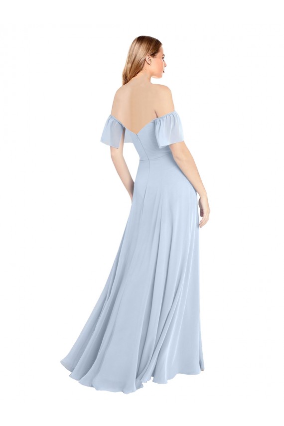 Long Light Sky Blue Flutter Sleeves A-Line V-Back Formal Dress / Bridesmaid Dress Birmingham