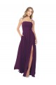 Long Grape Sleeveless A-Line Keyhole Back Front Slit Bridesmaid Dress Birmingham