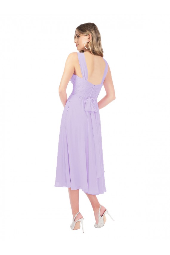 Midi Length Lilac Sleeveless A-Line High Low Bridesmaid Dress Birmingham