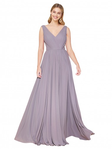 Long Dusty Rose Sleeveless A-Line V-Back Formal Evening Gown / Prom Dress / Bridesmaid Dress Birmingham