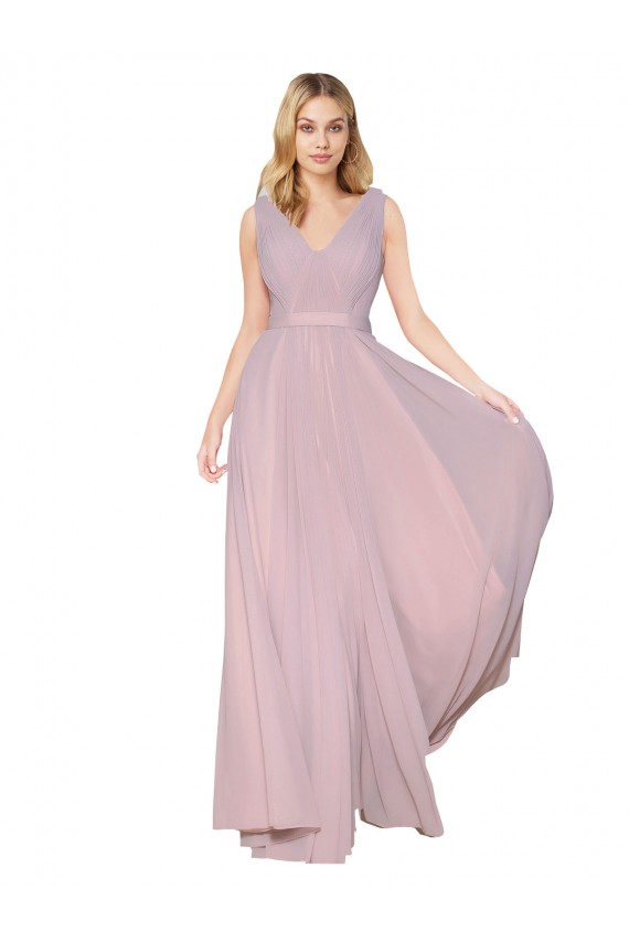 Long Primrose Sleeveless A-Line V-Back Formal Evening Gown / Prom Dress / Bridesmaid Dress Birmingham