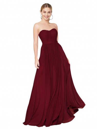 Long Burgundy Sleeveless A-Line Formal Evening Gown / Prom Dress / Bridesmaid Dress Birmingham