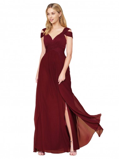 Long Burgundy Sleeveless A-Line Side Slit Formal Evening Gown / Prom Dress / Bridesmaid Dress Birmingham