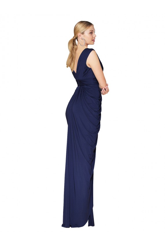 Long Dark Navy Sleeveless Mermaid V-Back Front Slit Formal Evening Gown / Prom Dress / Bridesmaid Dress Birmingham