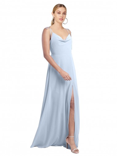 Long Light Sky Blue Sleeveless A-Line V-Back Bridesmaid Dress / Evening Gowns Birmingham