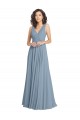 Long Dusty Blue Sleeveless A-Line V-Back Bridesmaid Dress Birmingham