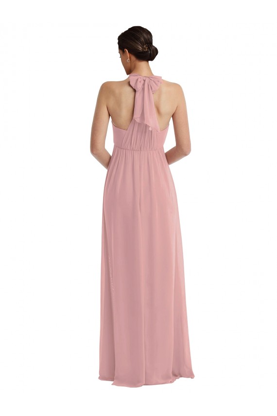 Long Dusty Pink Sleeveless A-Line Semi Formal Evening Dress / Bridesmaid Dress Birmingham