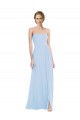 Long Light Sky Blue Sleeveless A-Line Pleated Front Slit Formal Dress / Bridesmaid Dress Birmingham