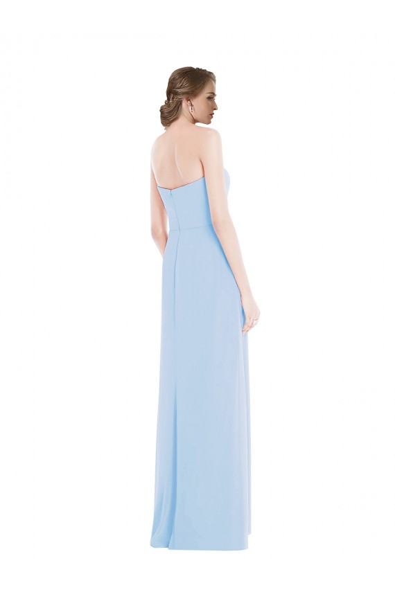 Long Light Sky Blue Sleeveless A-Line Pleated Front Slit Formal Dress / Bridesmaid Dress Birmingham
