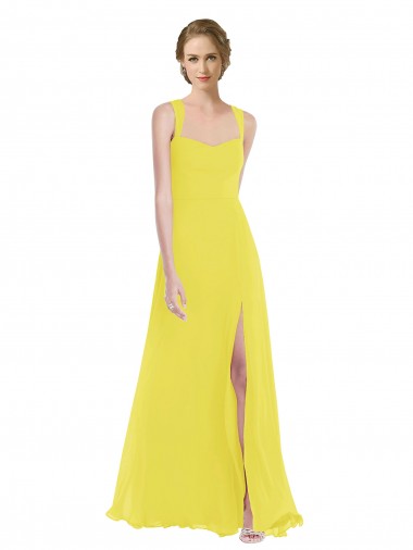 Long Yellow Sleeveless A-Line Semi Formal Evening Dress / Bridesmaid Dress Birmingham