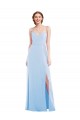 Long Light Sky Blue Sleeveless A-Line Front Slit Formal Evening Gown / Bridesmaid Dress Birmingham