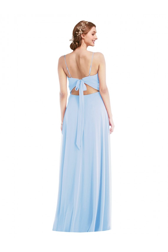 Long Light Sky Blue Sleeveless A-Line Front Slit Formal Evening Gown / Bridesmaid Dress Birmingham