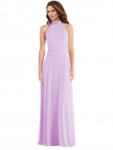 Long Lilac Sleeveless A-Line Low Back Semi Formal Evening Dress / Bridesmaid Dress Birmingham