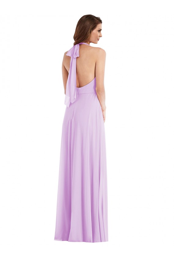 Long Lilac Sleeveless A-Line Low Back Semi Formal Evening Dress / Bridesmaid Dress Birmingham