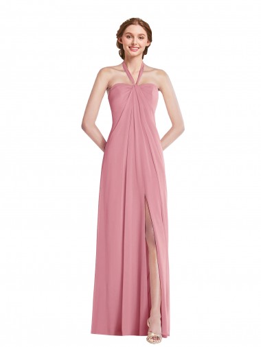 Long Skin Pink Sleeveless A-Line Open Back Semi Formal Evening Dress / Bridesmaid Dress Birmingham